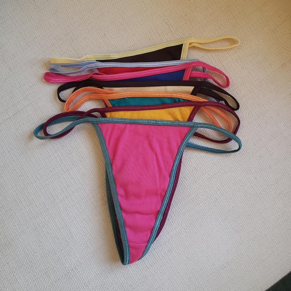 Los Angeles Apparel Contrast Baby Rib Thong 7 pack